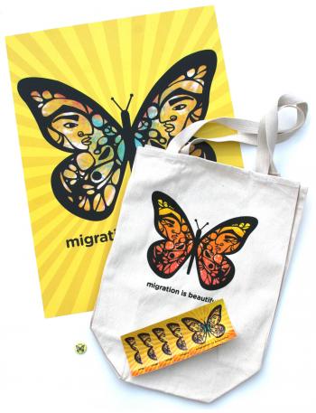 Image of Butterfly Set: Poster, Button, Stickers & Canvas Bag
